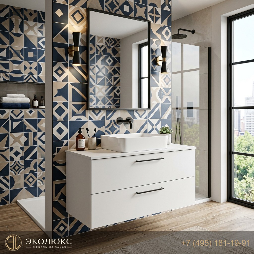 Современная подвесная тумба с раковиной для ванной